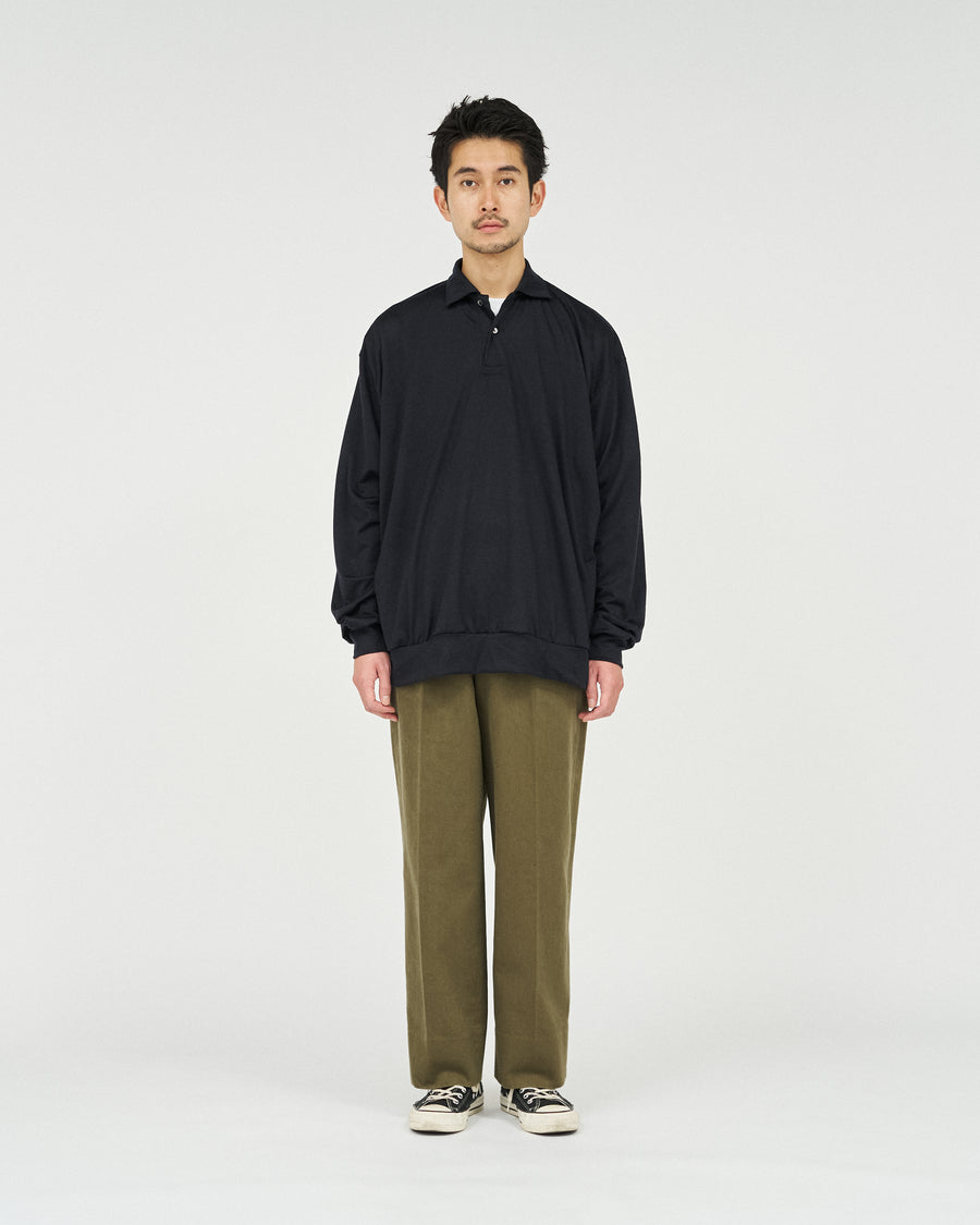 EXTRA FINE MERINO WOOL JERSEY HYPER BIG LONG POLO SHIRT