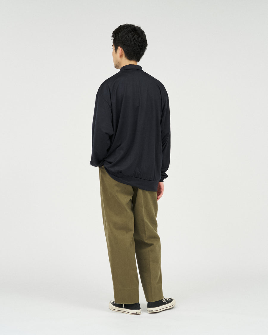 EXTRA FINE MERINO WOOL JERSEY HYPER BIG LONG POLO SHIRT